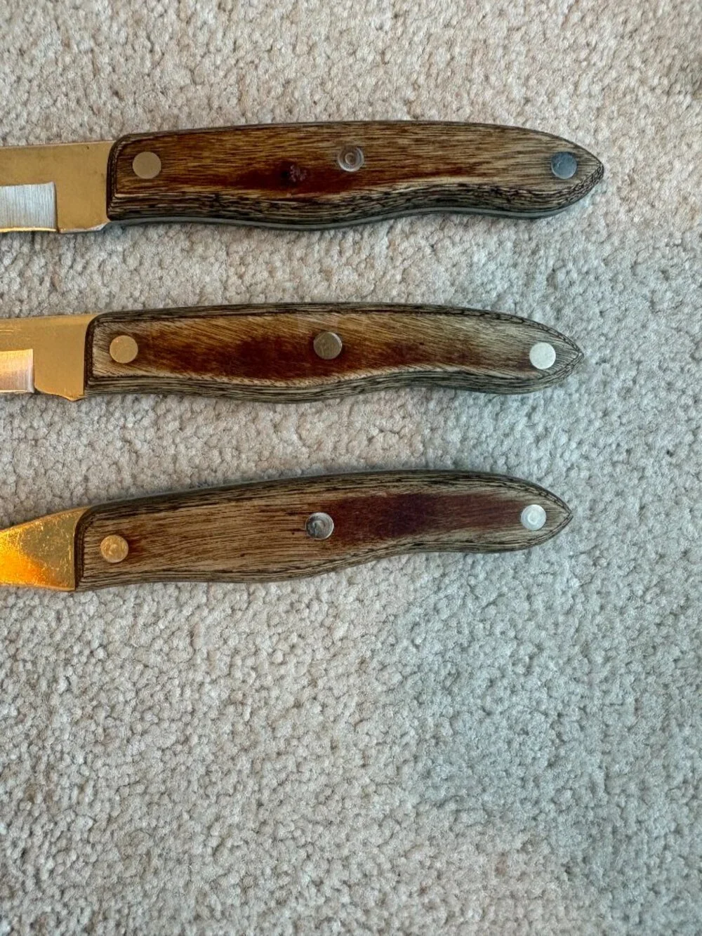 Interpur Stainless Steel Carving Knives & Meat Fork Lot of 3 Wood Handles Japan